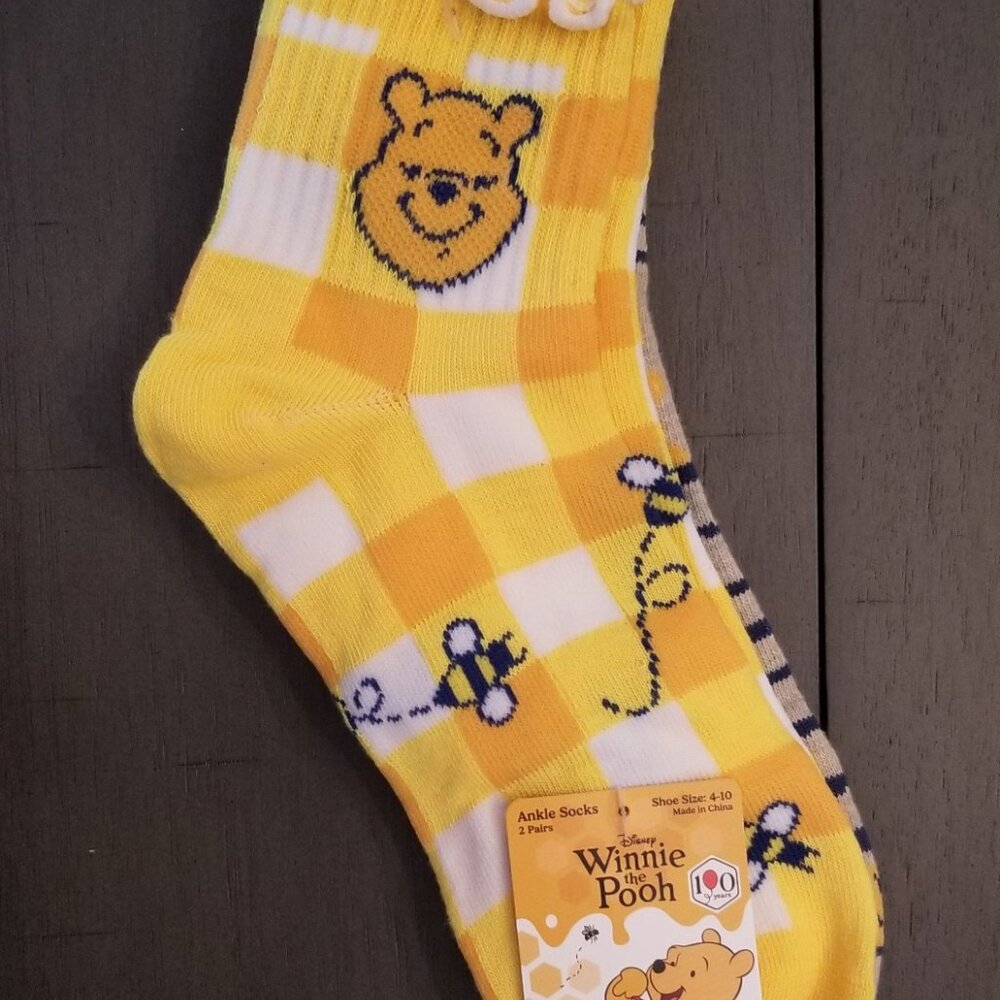 Winnie The Pooh Gingham & Stripes Ankle Socks